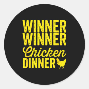 Winner Winner Kip Diner Silhouet (donker) Ronde Sticker