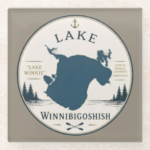 Winnibigoshish Meer Vakantiehuis Decoratie & Souve Glazen Onderzetter