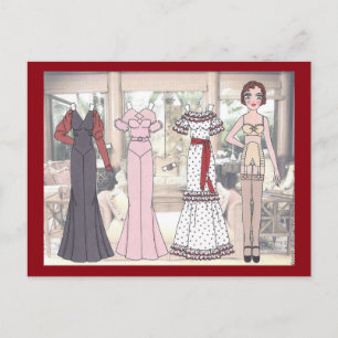 Winnie, Art Deco Lady Paper Doll uit 1936 Briefkaart
