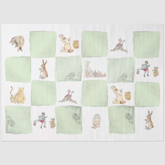 Winnie de Poeh Green Check Tissue Paper Tissuepapier (Voorkant)