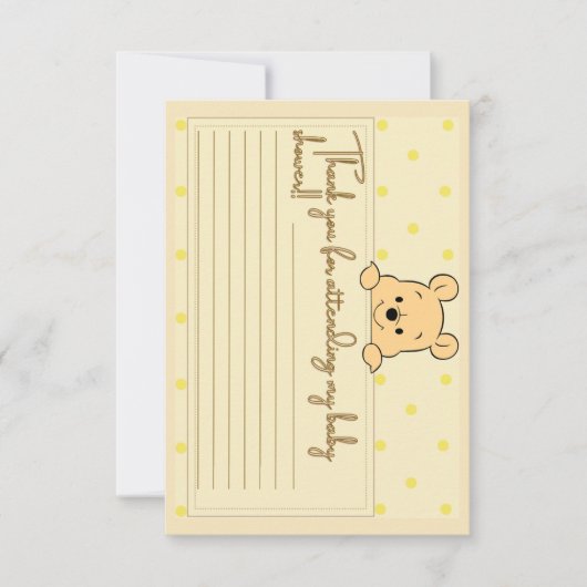 Winnie de Pooh Baby shower bedankpas Bedankkaart (Voorkant)