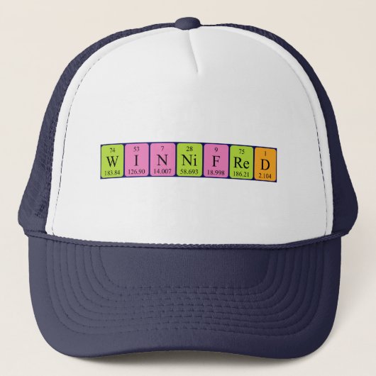 Winnifred casquette de nom de table périodique (Devant)