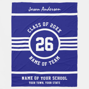 Winning Game Athlete Blue en White Custom Colors Fleece Deken