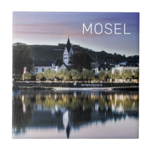 Winningen Moselle Sunset Panorama Duitsland Tegeltje