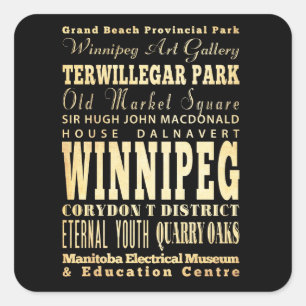 Winnipeg City of Canada Typography Art Vierkante Sticker