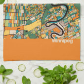 Winnipeg Map/oranje Theedoek (Gevouwen)