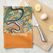Winnipeg Map/oranje Theedoek (Quarter Fold)