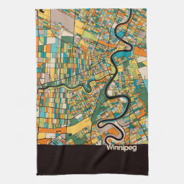 Winnipeg Map/zwart Theedoek