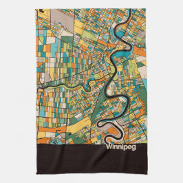 Winnipeg Map/zwart Theedoek