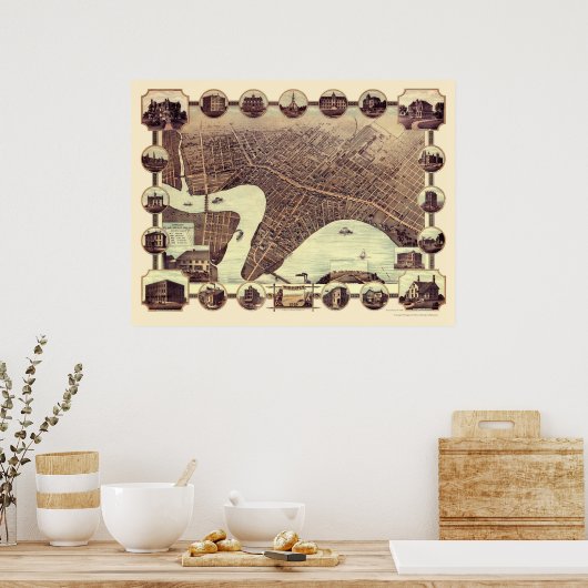 Winnipeg, MB, Canada Panoramic Map - 1884 Poster (Keuken)