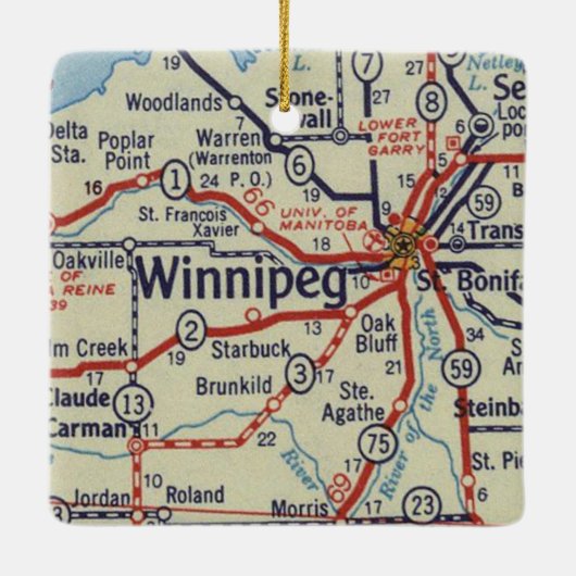 Winnipeg MB Map Keramisch Ornament (Achterkant)
