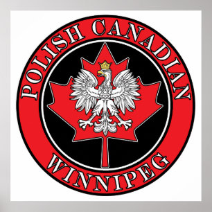 Winnipeg Round Poland Canadian Leaf Poster