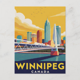 Winnipeg Skyline Canada Vintage Art Briefkaart