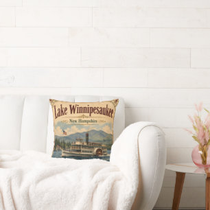 Winnipesaukee-meer vintage stoomschip New Hampshir Kussen