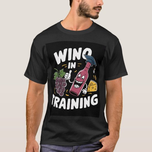 Wino in opleiding Cartoon ontwerp T-shirt (Voorkant)