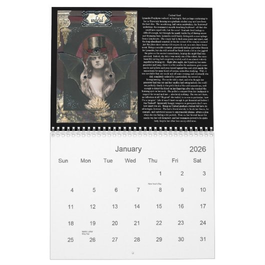 Winona Cookie's Macabre Gothic uit 2012 Kalender (Jan 2026)