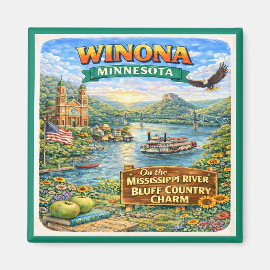Winona, MN Minnesota Souvenir Magnet (Devant)