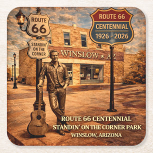 Winslow Arizona Iconische Hoek Barware Vierkante Kartonnen Onderzetter