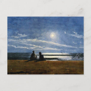 Winslow Homer aquarel, Moonlight, Briefkaart