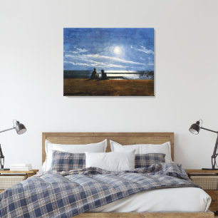 Winslow Homer aquarel, Moonlight, Canvas Afdruk