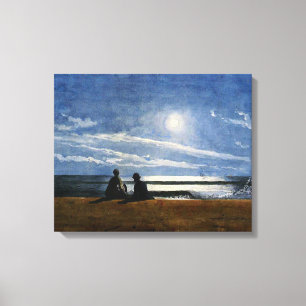Winslow Homer aquarel, Moonlight,  Canvas Afdruk
