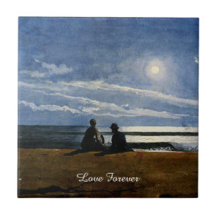 Winslow Homer aquarel, Moonlight, Love Forever, Tegeltje