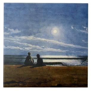 Winslow Homer aquarel, Moonlight Tegeltje
