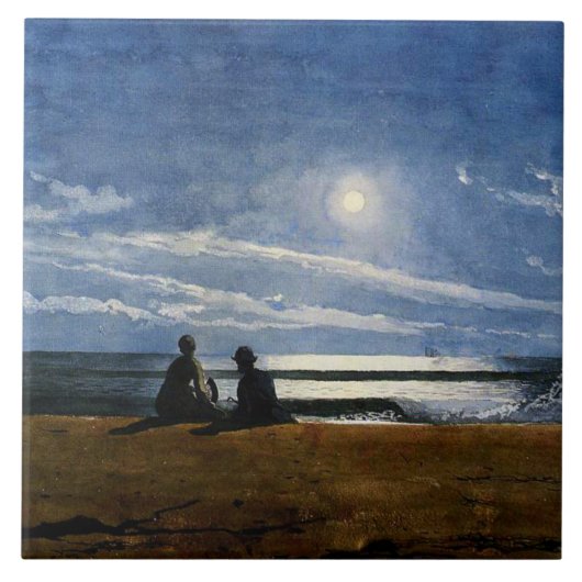 Winslow Homer aquarel, Moonlight  Tegeltje (Voorkant)