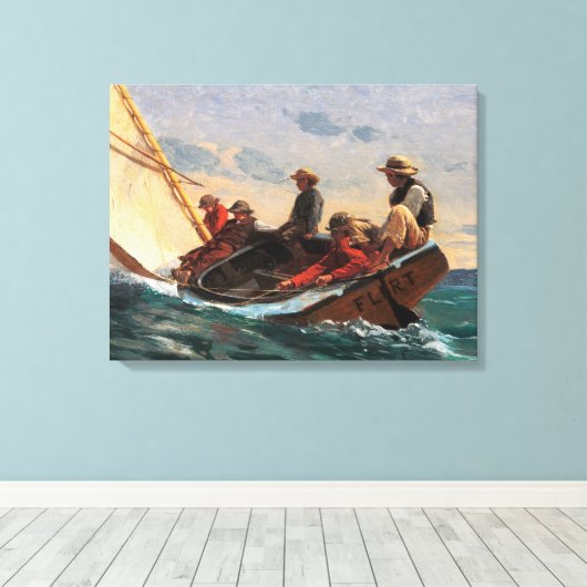 Winslow Homer "Breezing Up (a Fair Wind)"-Poster Canvas Afdruk (Insitu (Houten vloer))