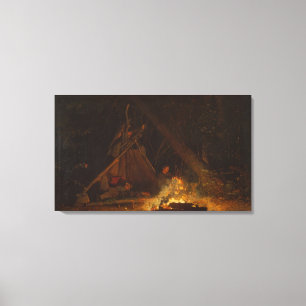 Winslow Homer Camp Fire Canvas Afdruk
