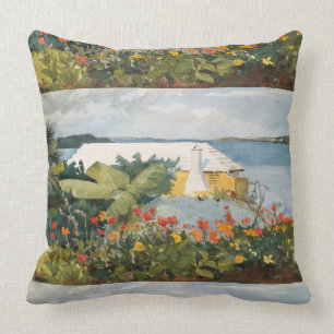 Winslow Homer Flower Garden en Bungalow Bermuda Kussen