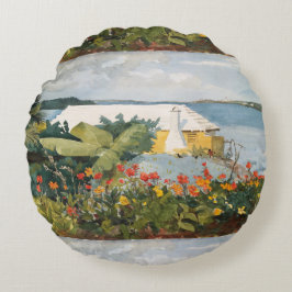 Winslow Homer Flower Garden en Bungalow Bermuda Rond Kussen