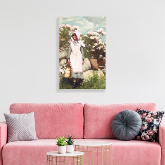 Winslow Homer Girl en Laurel Canvas Afdruk (Insitu (Woonkamer))