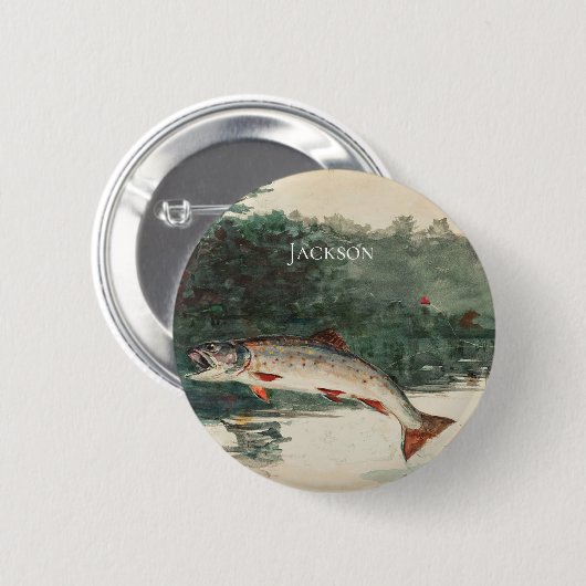 Winslow Homer Leaping-forel Ronde Button 5,7 Cm (Voorkant /achterkant)