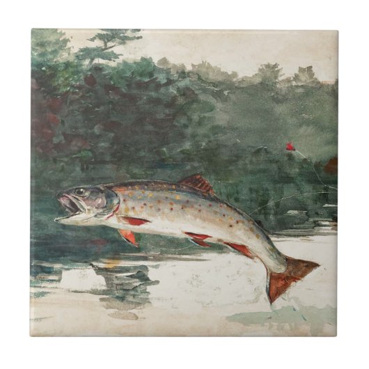 Winslow Homer Leaping Trout Tile Tegeltje (Voorkant)