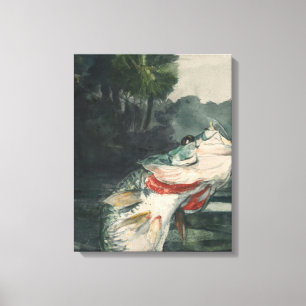  Winslow Homer Life Size Black Bass Canvas Afdruk