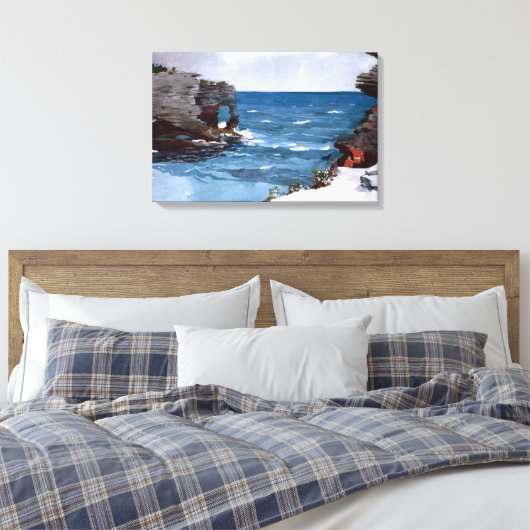 Winslow Homer Rocky Shore, Bermuda Canvas Afdruk (Insitu (Slaapkamer))