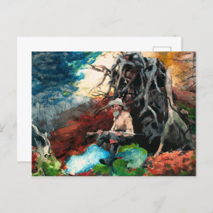 Winslow Homer schilderij, Campfire, Adirondacks Briefkaart