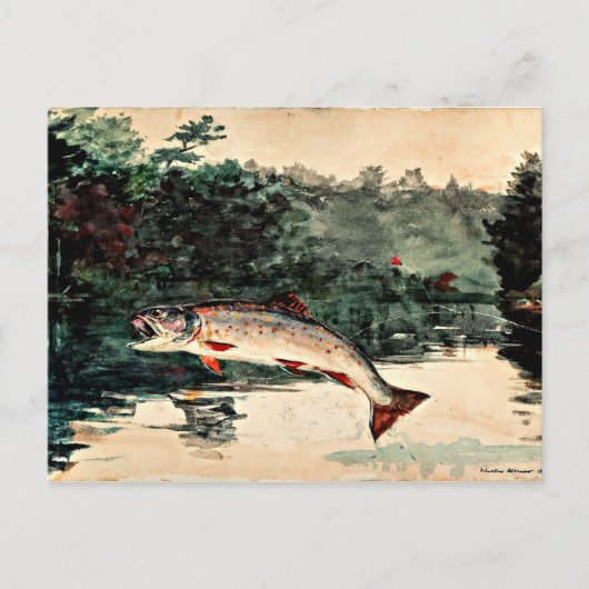 Winslow Homer-schilderij, Leaping-forel Briefkaart (Voorkant)