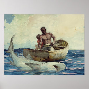  Winslow Homer Waterverf Shark Vist Poster