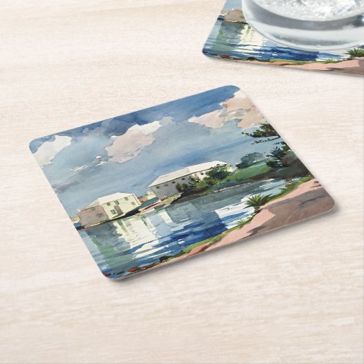 Winslow Homer, Zoutketel, Bermuda Vierkante Kartonnen Onderzetter (Schuin)