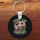 Winsten en snoep Canes Grappig Kerst Elf Gym Werk Sleutelhanger (Voorkant)