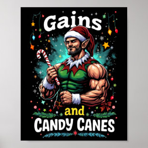 Winsten en snoep Canes Kerstmis Elf Gym Workout Poster