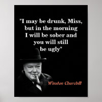 Winston Churchill citaat over dronken zijn en leli