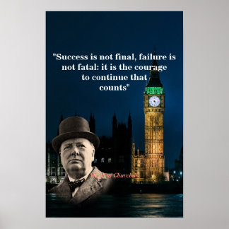 Winston Churchill citaat over moed poster