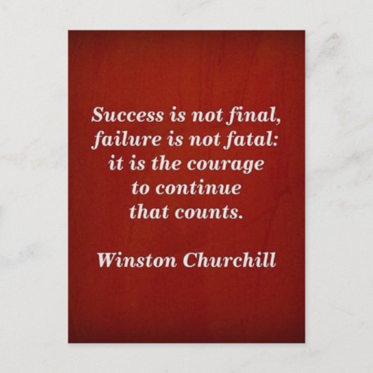 Winston Churchill Citaat; Succes Briefkaart (Voorkant)