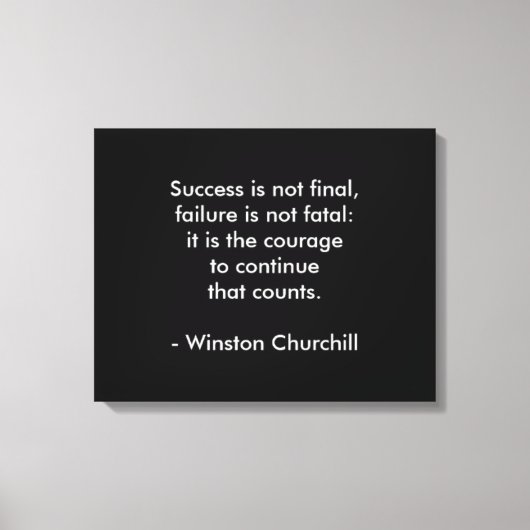 Winston Churchill Citaat; Succes Canvas Afdruk (Voorkant)