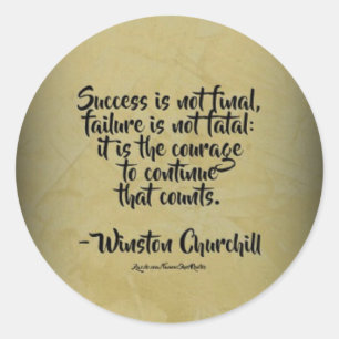 Winston Churchill citaat; Succes Ronde Sticker