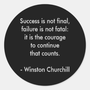 Winston Churchill Citaat; Succes Ronde Sticker