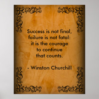 Winston Churchill citaat; Succes Scroll & Stucco Poster